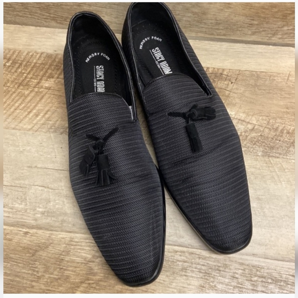 Stacy Adams Men's Tazewell Plain Toe Tassel Black Slip-on Shoes Size 13